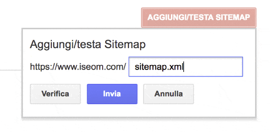 Aggiungi Sitemap Search Console